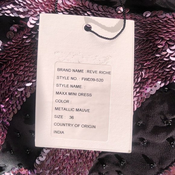 Rêve Riche Maxx Mini Dress Metallic Mauve Pink Black - Picture 9 of 9